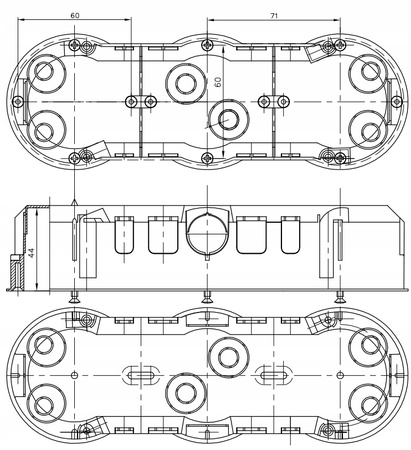 Puszka Końcowa Potrójna Podtynkowa Instalacyjna Elektryczna PK60 PAWBOL