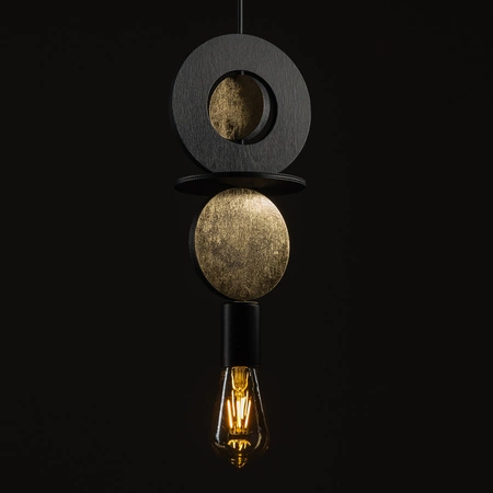 Lampa Sufitowa Wisząca E27 Czarna Drewno Skandynawska DROPS WOOD E 11177 Nowodvorski