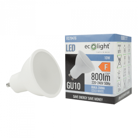 Żarówka LED Reflektor GU10 10W 900lm 6500K Zimna Ecolight