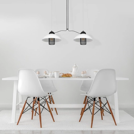 Lampa wisząca BJORN 2xE27 Retro Ozdobne Osłony Żarówek Biała MLP4810 Milagro Metal