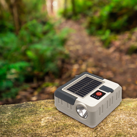 Lampa Solarna Kempingowa 1W 100lm 8000lmK Zimna Szara IPX4 z Czujnikiem Zmierzchu Sanico Goldlux