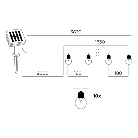 Lampa Solarna Zewnętrzna Ogrodowa LED 0.12W 6000K Zimna Czarna IP44 Starlight Kobi