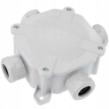 Puszka Instalacyjna Natynkowa Hermetyczna PG16 75x75x33mm Rozgałęźna z Dławikami Szara PAWBOL