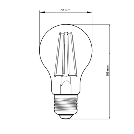 Żarówka LED E27 A60 9W = 75W 1055lm 2700K Ciepła Filament Ściemnialna TOSHIBA