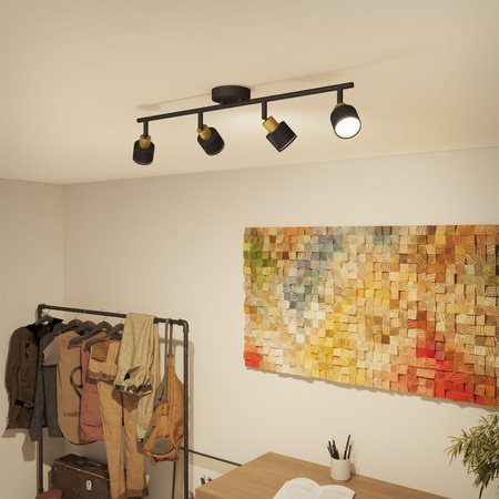 Lampa Sufitowa Reflektor 4x GU10 Czarna-Miedziana Niall Philips