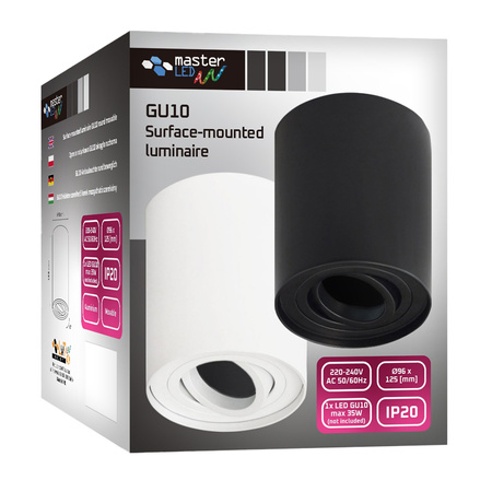 Oprawa Natynkowa Halogenowa Tuba Reflektor Spot GU10 Okrągła Ruchoma Biała Masterled