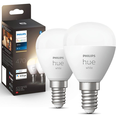 2PAK Żarówka LED Kulka E14 P45 5,7W 2700K Ciepła PHILIPS HUE White Bluetooth Zigbee