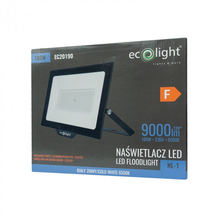 Naświetlacz LED Lampa Reflektor 100W 9000lm 6500K Zimna IP65 NL-1 Ecolight
