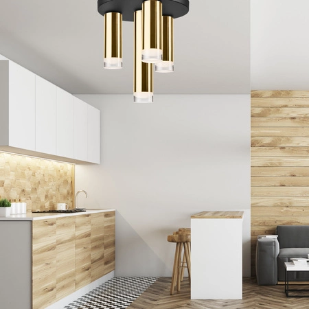 Lampa Sufitowa DIEGO 4xE27 Czarna Złota LM-4.124/B Lamkur