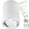 Oprawa Natynkowa HALOGENOWA Aluminiowa Chrom SPOT TUBA 11,5cm + Żarówka LED GU10 10W 6500K Lumiled