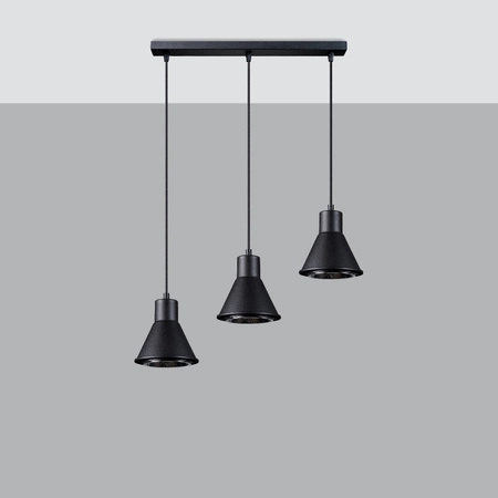 Lampa Sufitowa Oprawa Natynkowa SPOT TUBA 3x ES111 Wisząca Zwis Geometryczna Czarna Nowoczesna Tazila Sollux