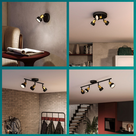 Lampa Sufitowa Reflektor 2x GU10 Czarna-Miedziana Conduit Philips