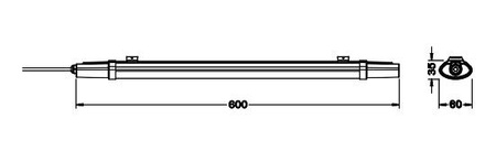 Lampa LED Oprawa Hermetyczna 18W 1980lm 6500K Zimna Natynkowa Biały 60x6cm IP65 IK06 Eco Ledvance