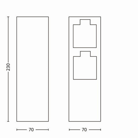 Elektryczny Słupek Ogrodowy 23cm 2x Gniazdko 230V IP44 Rock Philips
