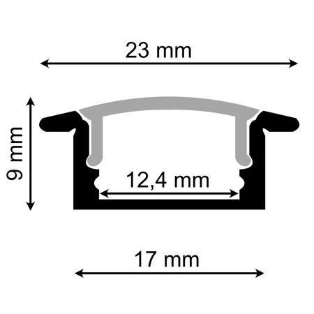 Profil Aluminiowy do LED KM39 Srebrny Wpuszczany 1m