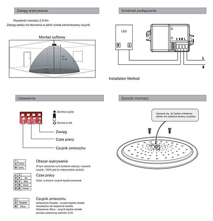 Mikrofalowy sensor czujnik ruchu ID-0053 230V