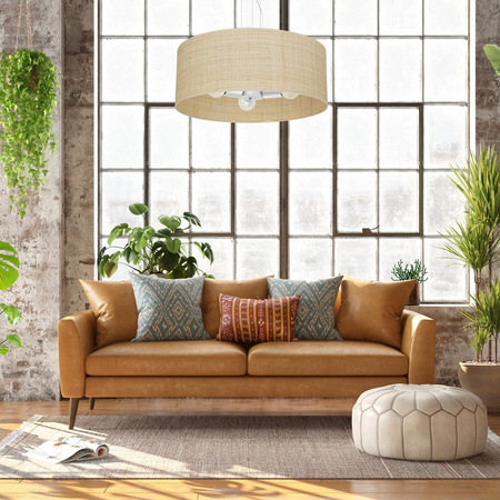 Lampa Wisząca Sufitowa MARSHALL Biała Rattanowa 3xE27 Milagro