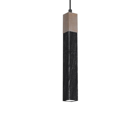 Lampa Wisząca Sufitowa SOLO SAWN Czarna Patyna Drewniana 1x mini GU10 Milagro