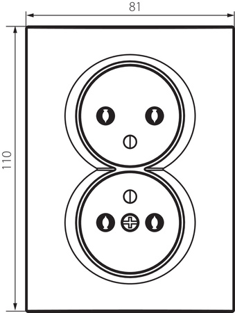 Gniazdo Sieciowe Zasilające Podwójne 16A Uziemienie Prostokątne Srebrne LOGI Kanlux