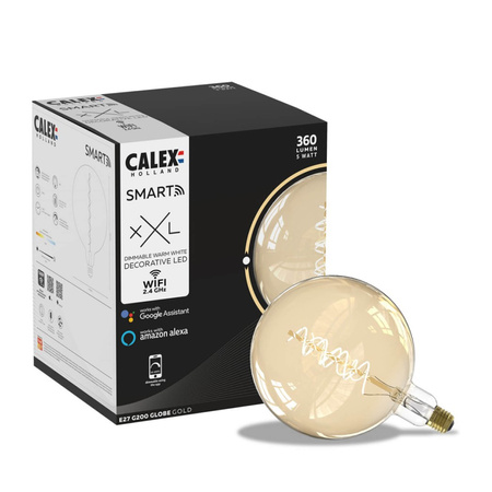 Żarówka Dekoracyjna LED E27 G200 SMART WiFi 5W 360lm 2000K TUYA Filament CALEX Globe Gold