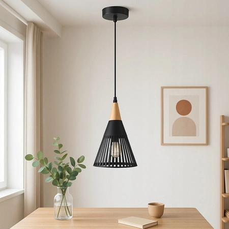 Lampa Sufitowa Oprawa Wisząca Zwis E27 Czarna Brązowa Hira Masterled