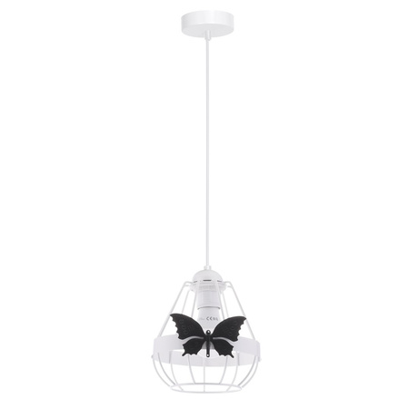 Lampa wisząca KAGO 1xE27 Dziecięca Czarny Motyl Biała MLP4922 Milagro Metal