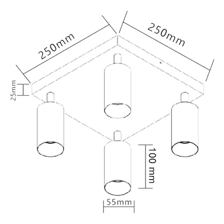Lampa sufitowa LED ERIS GOLD 4x GU10 regulowana