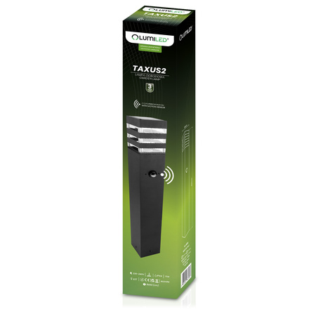 Lampa Ogrodowa Słupek Zewnętrzny Stojący E27 LED Czujnik Ruchu TAXUS 2 60cm LUMILED