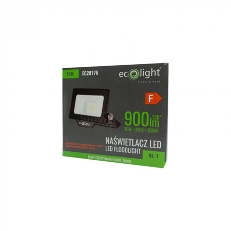 Naświetlacz LED Lampa Reflektor 10W 900lm 3000K Ciepła IP65 NL-1 Ecolight