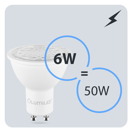Żarówka LED GU10 Reflektor PAR16 6W = 50W 580lm 3000K Ciepła 24° 36° 60° LUMILED