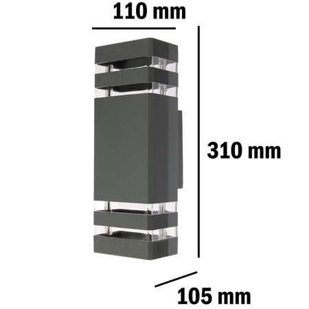 Kinkiet Ogrodowy Elewacyjny Podwójny góra dół INEZ DUO LED 2x GU10 ALUMINIUM Ciemno-szary IP54