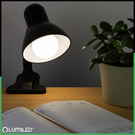 Lampka Biurkowa Stołowa Regulowana LIRIA Szkolna Nocna E27 Klips Czarna LUMILED