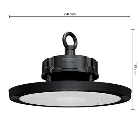 Lampa LED Przemysłowa High Bay 150W 22500lm 4000K Neutralna 90° Ściemnialna Czarny IP65 Masterled