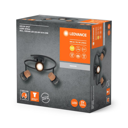 Lampa Sufitowa LED Ścienna Reflektor Punktowy Kinkiet Ozdobny Dekoracyjny 10.2W Czarny Spot LEDVANCE