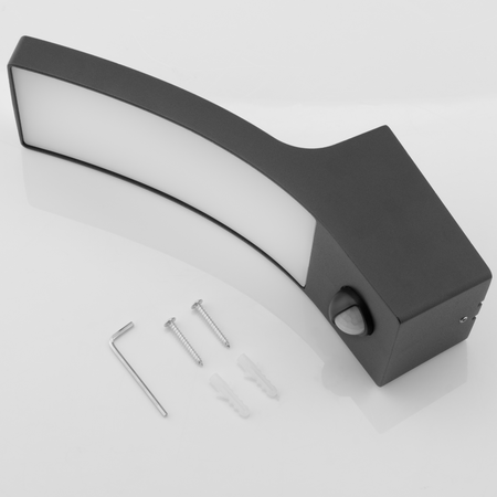 Lampa Elewacyjna LED Zewnętrzna Ścienna Czarna Kinkiet Ogrodowy 10W 4000K IP44 Czujnik Ruchu LOGIA LUMILED