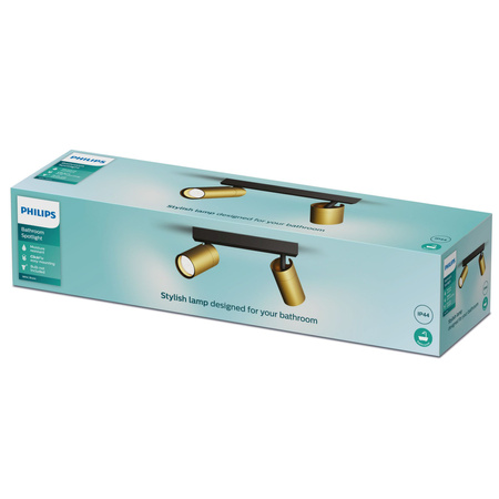 Lampa Sufitowa Reflektor 2x GU10 IP44 Miedziany-Czarny Kosipo Philips