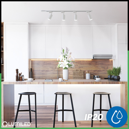 Zestaw Szyna Oświetleniowa Szynoprzewód 2 m + 4x Reflektor Szynowy RITI GU10 Biały LUMILED