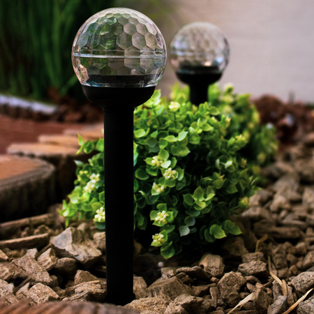 Lampa Solarna Ogrodowa LED Wbijana Kulka RGB IP44 34cm Czujnik Zmierzchu