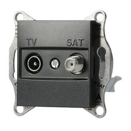 Gniazdo Antenowe TV-SAT Satelitarne Końcowe 1dB bez Ramki Asfora IP20 Antracyt