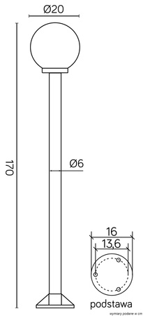 Lampa Ogrodowa Zewnętrzna Stojąca SŁUPEK Kule K 5002/1/K 200 E27 170cm Su-Ma