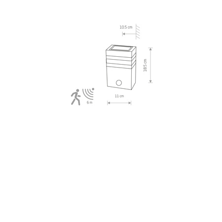 Lampa Ogrodowa Zewnętrzna Kinkiet Elewacyjny Oprawa Natynkowa E27 z Czujnikiem Ruchu Czarna Wodoodporna IP54 Nowoczesna RIO SENSOR 7017 Nowodvorski