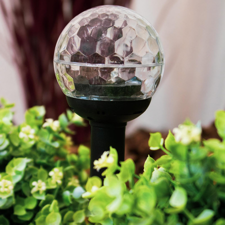 Lampa Solarna Ogrodowa LED Wbijana Kulka RGB IP44 34cm Czujnik Zmierzchu