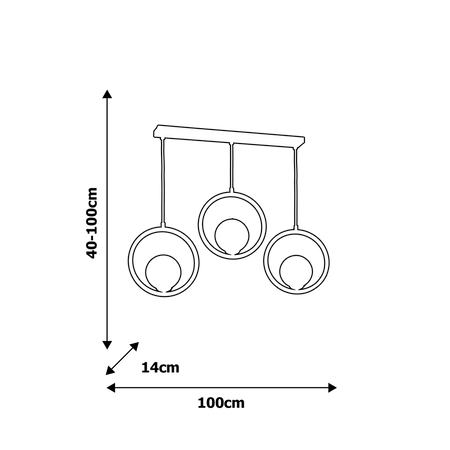 Lampa wisząca BOSTON 3xE14 Czarne Obręcze Geometryczne Loftowa MLP5594 Milagro Metal + Szkło