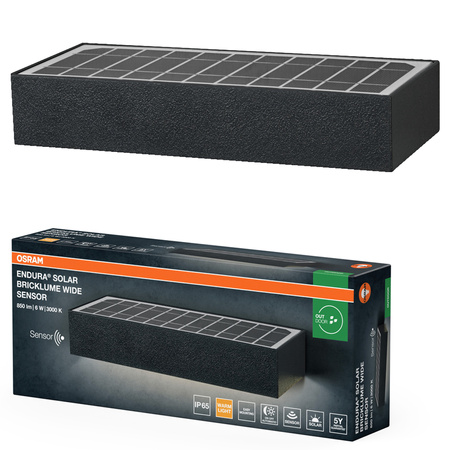 Kinkiet Solarny Ogrodowy Lampa Elewacyjna Zewnętrzna LED z Czujnikiem Ruchu i Zmierzchu 6W 850lm 3000K Ciepła Szary IP65 Endura Osram