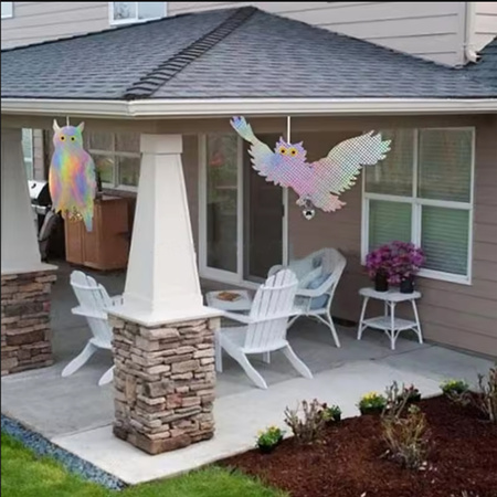 2x Odstraszacz na Ptaki Odbłyskowy Sowa z Dzwonkiem Wisząca