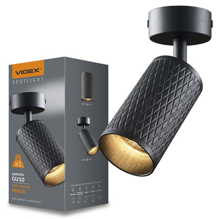 Lampa Ścienna Sufitowa Kinkiet 1x GU10 Czarna GRANT Videx