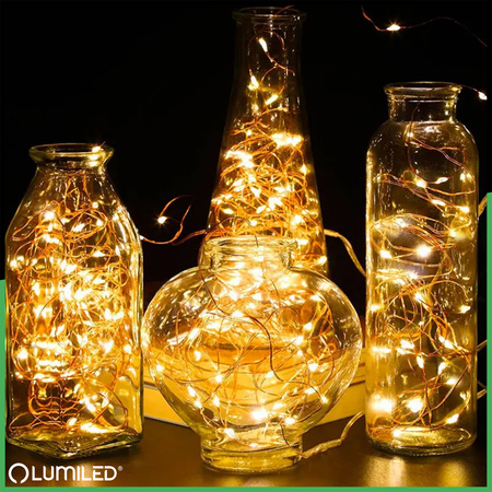 Girlanda Solarna Ogrodowa 100x LED Ozdobne Druciki 12m 2700K Ciepła + PILOT FILO LUMILED