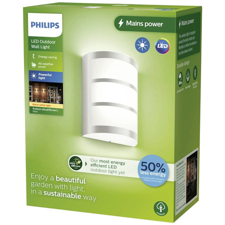 Kinkiet Ogrodowy Lampa Elewacyjna Zewnętrzna LED 3.8W 800lm 2700K metal Python Ultra Efficient Philips