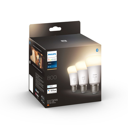 3x Żarówka LED E27 A60 9W = 60W 800lm 2700K Biała Ciepła SMART Inteligentna Bluetooth ZigBee White Philips HUE