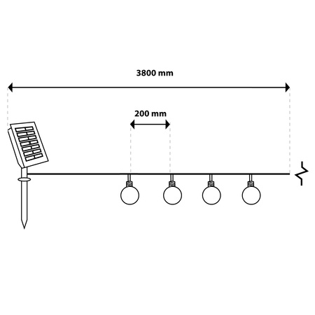 Girlanda Solarna Ogrodowa Łańcuch Świetlny 3.8m 10 LED Mlecznych Kuleczek